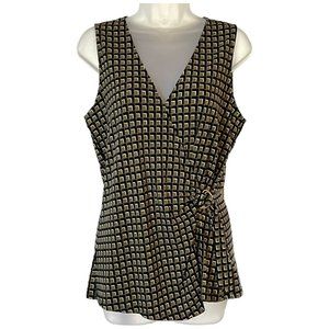 MICHAEL Michael Kors Geo Print Surplice Sleeveless Peplum Top - Size M
